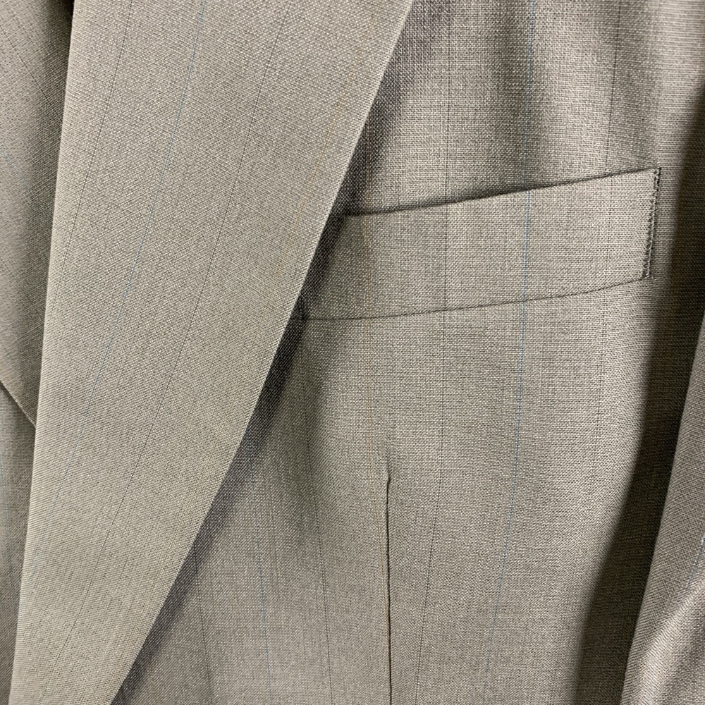 Vintage Burberrys Mens Suit Jacket 42 R Taupe Pin Stripe Lightweight Wool Luxury - Picture 2 of 12